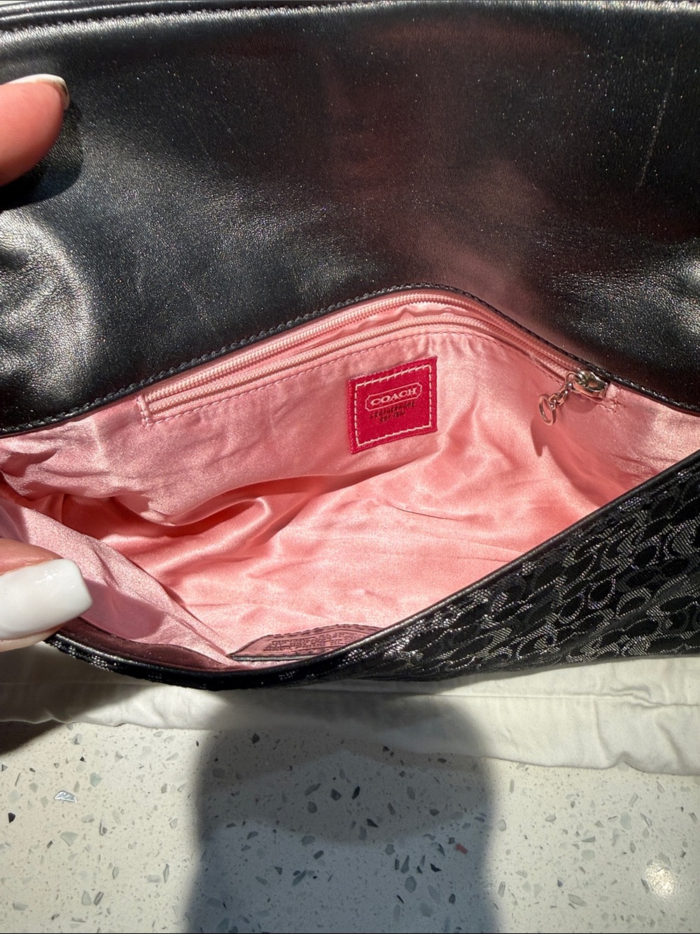 Coach Black Shimmer Signature Jacquard Shoulder Bag - Picture 3 of 4